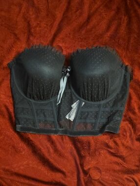Victoria's Secret Black Strapless Longline Bustier Size 38DD